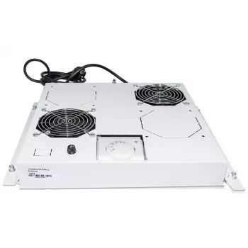 Intellinet 2-Fan Ventilation Unit for 19 inch Racks, Roof Mount, with Thermostat, szary