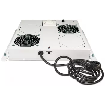 Intellinet 2-Fan Ventilation Unit for 19 inch Racks, Roof Mount, with Thermostat, szary