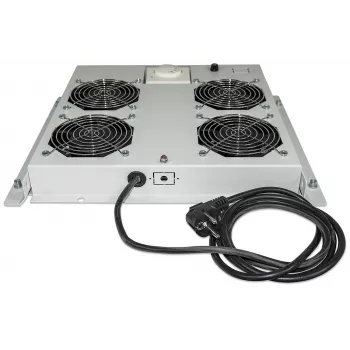 Intellinet 4-Fan Ventilation Unit for 19 inch Racks, Roof Mount, with Thermostat, szary