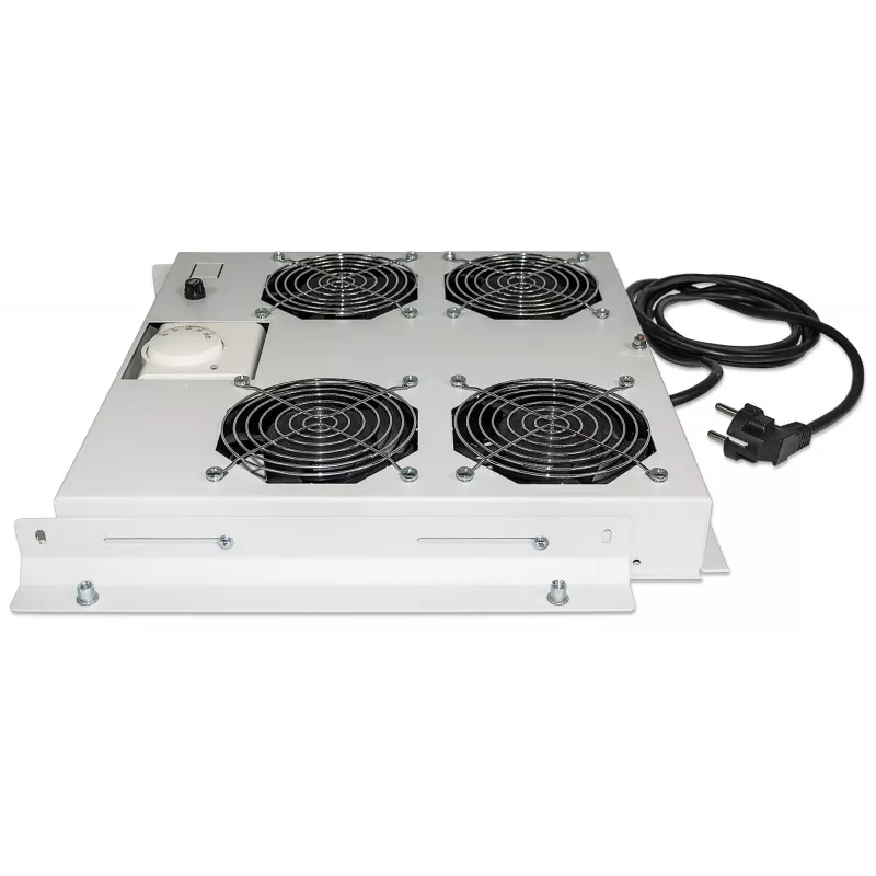 Intellinet 4-Fan Ventilation Unit for 19 inch Racks, Roof Mount, with Thermostat, szary