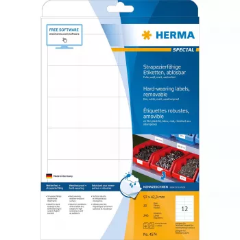 Etykieta samoprzylepna HERMA 4574 Usuwalna Biała 240 szt.