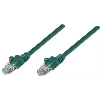 Intellinet kabel krosowy sieciowy, Cat5e, 10 m, zielony, CCA, U/UTP, PVC, RJ45, pozłacane styki, bezzaczepowy, z osłoną, dożywotnia gwarancja