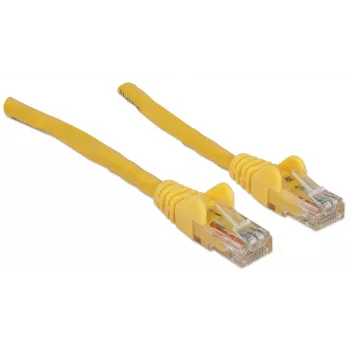 Intellinet sieciowy kabel krosowy, Kat.6, 3m, żółty, CCA, U/UTP, PVC, RJ45, pozłacane styki, bezzaczepowa osłona, z osłoną, dożywotnia gwarancja