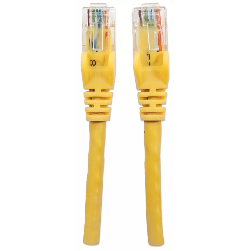 Intellinet sieciowy kabel krosowy, Kat.6, 3m, żółty, CCA, U/UTP, PVC, RJ45, pozłacane styki, bezzaczepowa osłona, z osłoną, dożywotnia gwarancja