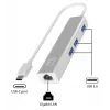 LevelOne Gigabitowa przejściówka sieciowa USB-C z hubem USB, przewodowa, USB Type-C, Ethernet, 1000 Mbit/s, srebrna