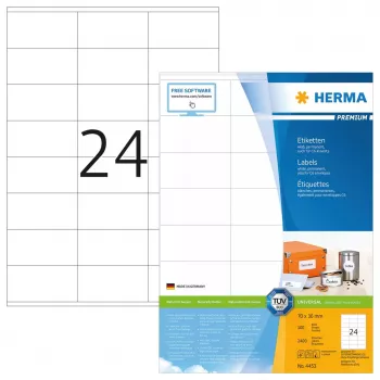 Samoprzylepne etykiety do drukarek HERMA Labels Premium A4 70x36 mm