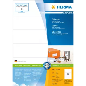 Etykiety HERMA Premium A4 105x48 mm biały papier mat 1200 szt.