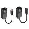 Lindy 60m USB 1.1 Cat.6 Extender Basic, Nadajnik i odbiornik sieciowy, 60 m, 12 Mbit/s, Cat5e, Cat6, Czarny, Tworzywo sztuczne