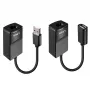 Lindy 60m USB 1.1 Cat.6 Extender Basic, Nadajnik i odbiornik sieciowy, 60 m, 12 Mbit/s, Cat5e, Cat6, Czarny, Tworzywo sztuczne