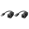 Lindy 60m USB 1.1 Cat.6 Extender Basic, Nadajnik i odbiornik sieciowy, 60 m, 12 Mbit/s, Cat5e, Cat6, Czarny, Tworzywo sztuczne
