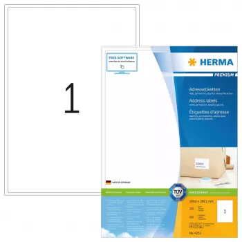 Etykiety adresowe Premium HERMA A4 199,6x289,1 mm biały papier mat 100 szt.