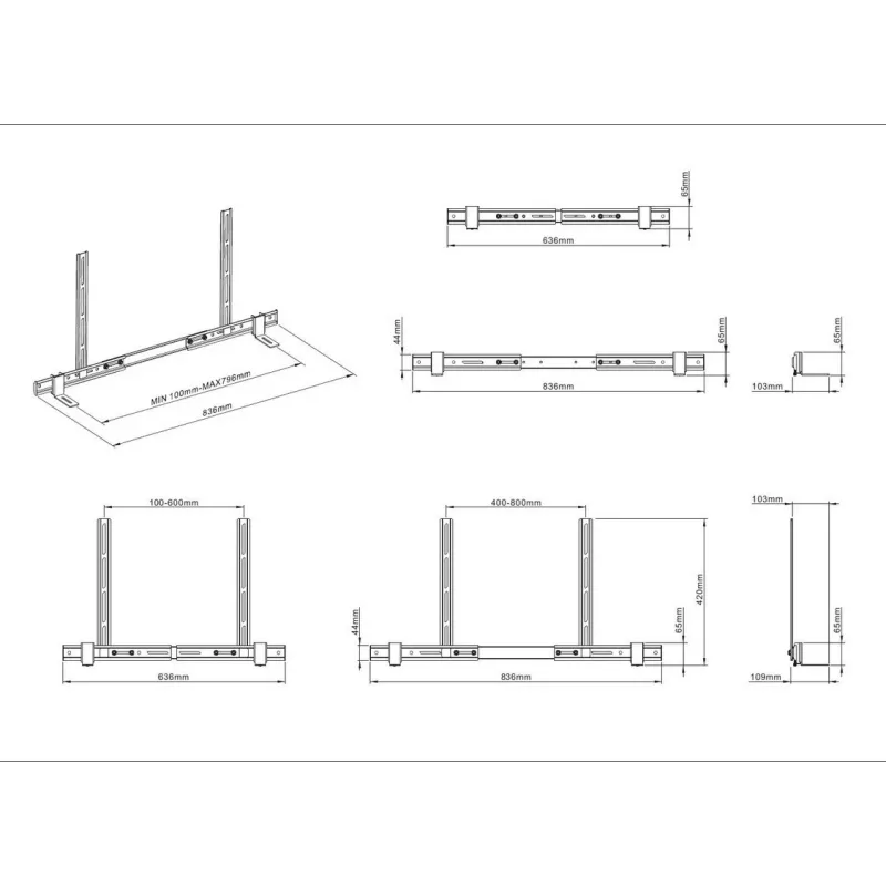 Multibrackets M Uniwersalny uchwyt do soundbara 55-110 cali Czarny 10 kg