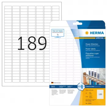 Samoprzylepna etykieta do drukarki HERMA Labels A4 25,4x10 mm biała o bardzo mocnej przyczepności, papier matowy 4725 szt.