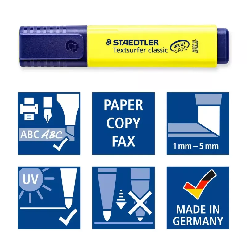 Marker Staedtler Textsurfer classic 364 Końcówka dłutowa Niebieski Zielony Różowy Żółty