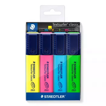 Marker Staedtler Textsurfer classic 364 Końcówka dłutowa Niebieski Zielony Różowy Żółty
