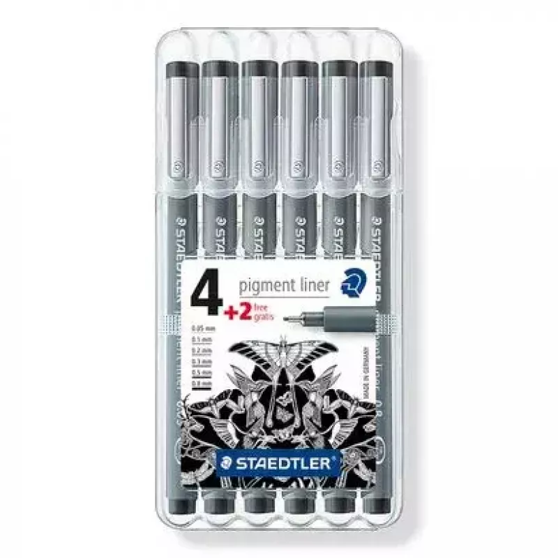 Pisak cienkopisowy Staedtler 308 SB6P Czarny 6 szt.