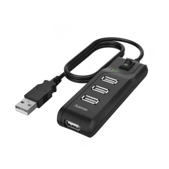 Hama 00200118 koncentrator interfejsów USB 2.0 480 Mbit/s Czarny