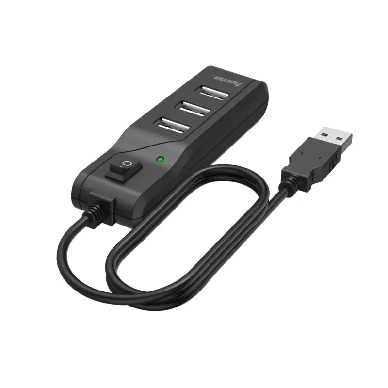 Hama 00200118 koncentrator interfejsów USB 2.0 480 Mbit/s Czarny