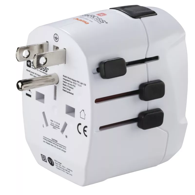 Hama World Travel Pro Light USB uniwersalna wtyczka zasilacza Biały