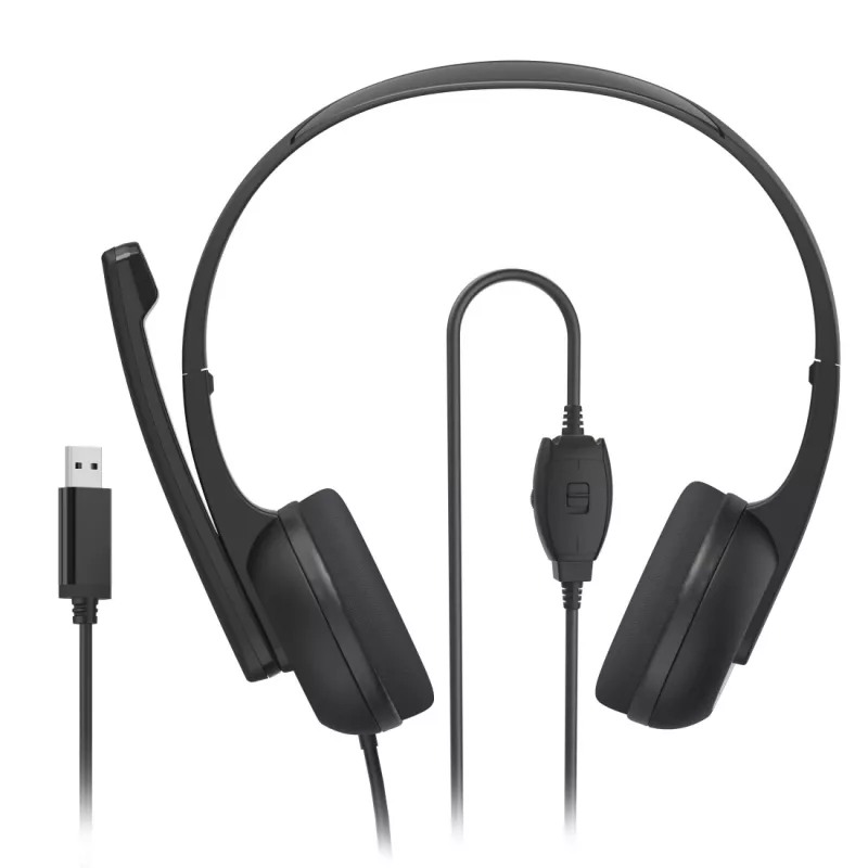 Zestaw słuchawkowy Hama HS-USB250 V2 Przewodowy Nauszny Biuro/Call center USB Typ-A Czarny