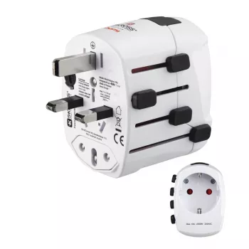 Hama World Travel Pro uniwersalny adapter podróżny Biały