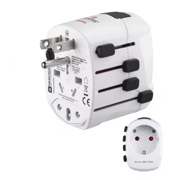 Hama World Travel Pro uniwersalny adapter podróżny Biały