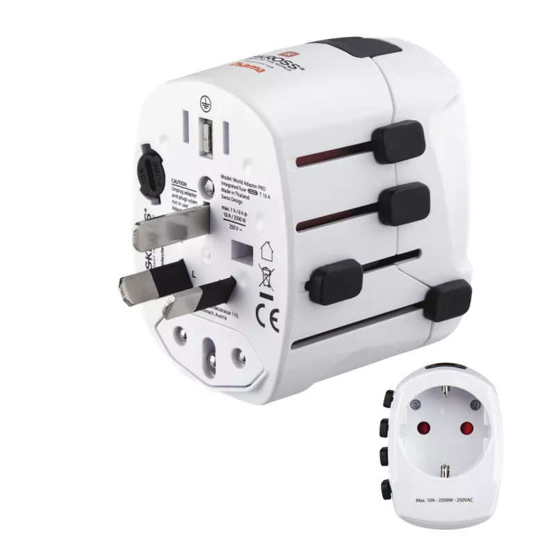 Hama World Travel Pro uniwersalny adapter podróżny Biały