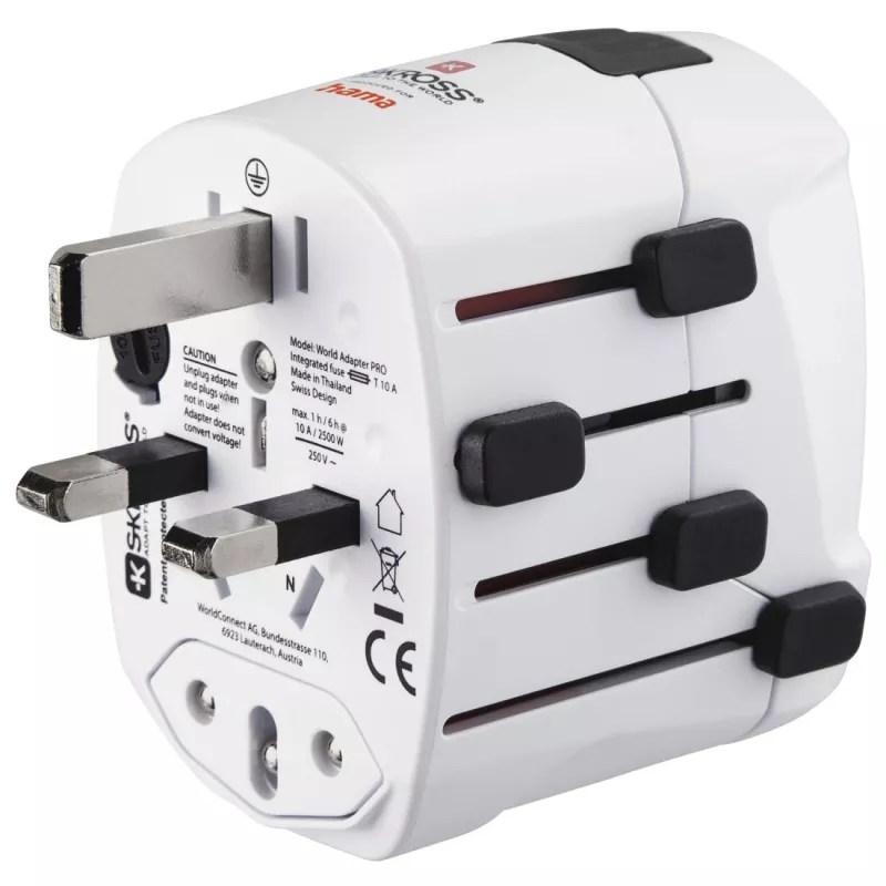 Hama World Travel Pro uniwersalny adapter podróżny Biały