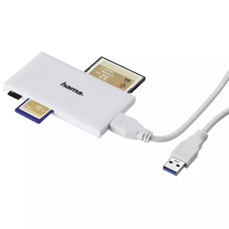 Hama USB 3.0 Multi-Card Reader, SD/microSD/CF/MS, biały