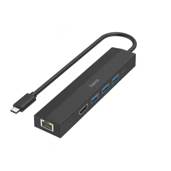 Hama 00200144 koncentrator interfejsu USB 3.2 Gen 1 (3.1 Gen 1) Type-C 5000 Mbit/s Czarny