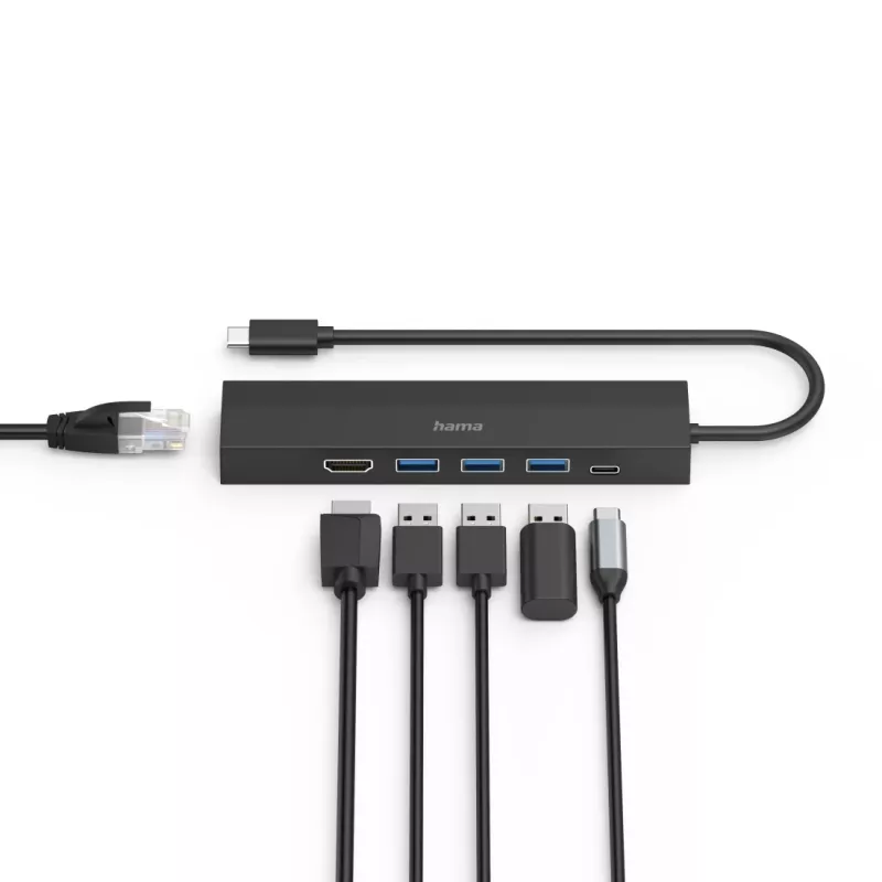 Hama 00200144 koncentrator interfejsu USB 3.2 Gen 1 (3.1 Gen 1) Type-C 5000 Mbit/s Czarny