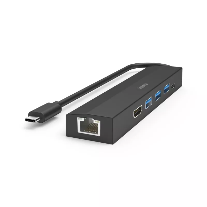Hama 00200144 koncentrator interfejsu USB 3.2 Gen 1 (3.1 Gen 1) Type-C 5000 Mbit/s Czarny