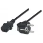 Manhattan Mains Power Cord/kabel, Euro 2-pin plug (CEE 7/4 Schuko) to C13 Female (kettle lead), 1.8m, 16A, Czarny, Lifetime Warranty