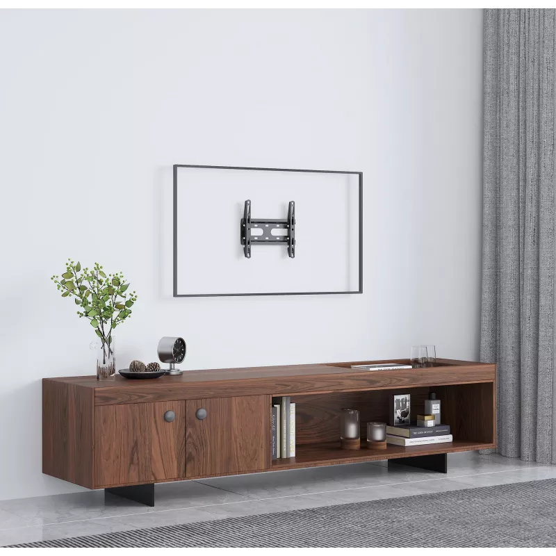 Manhattan Uchwyt ścienny do telewizora i monitorów (stały ultracienki), Do ekranów od 23 inch do 42 inch, Kompatybilność VESA: wszystkie pomiędzy 75x75 mm a 200x200 mm – sprawdź wymiary czterech otworów montażowych z tyłu ekranu, aby upewnić się, że pasuje, Maks. 45 kg, Czarny, Uchwyt