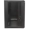 Intellinet 19-calowa szafa sieciowa – naścienna (standardowa), 12U, głębokość 600 mm, czarna, w płaskim opakowaniu, maks. 60 kg, nadaje się również do użytku na biurku lub podłodze, użyteczna głębokość 410 mm, drzwi metalowo-szklane, panel tylny, zdejmowane boki, elementy do montażu na ścianie (np. wkręty/kołki) nie są dołączone