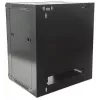 Intellinet 19-calowa szafa sieciowa – naścienna (standardowa), 12U, głębokość 600 mm, czarna, w płaskim opakowaniu, maks. 60 kg, nadaje się również do użytku na biurku lub podłodze, użyteczna głębokość 410 mm, drzwi metalowo-szklane, panel tylny, zdejmowane boki, elementy do montażu na ścianie (np. wkręty/kołki) nie są dołączone