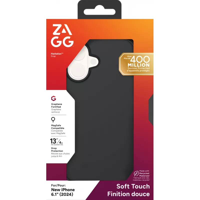 ZAGG Cases Manhattan Snap Apple iPhone 16 Czarny