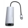 Manhattan USB-C Dock/Hub, Porty (x6): Ethernet, HDMI, USB-A (x3) i USB-C, z zasilaniem Power Delivery (PD) 100 W — wymaga zewnętrznej ładowarki USB-C (brak w zestawie). Zasilany przez USB (bez zewnętrznego zasilacza), gdy PD nie jest używany