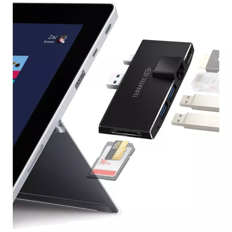 Koncentrator USB Terratec CONNECT Pro2 Przewodowy USB 3.2 Gen 1 Czarny