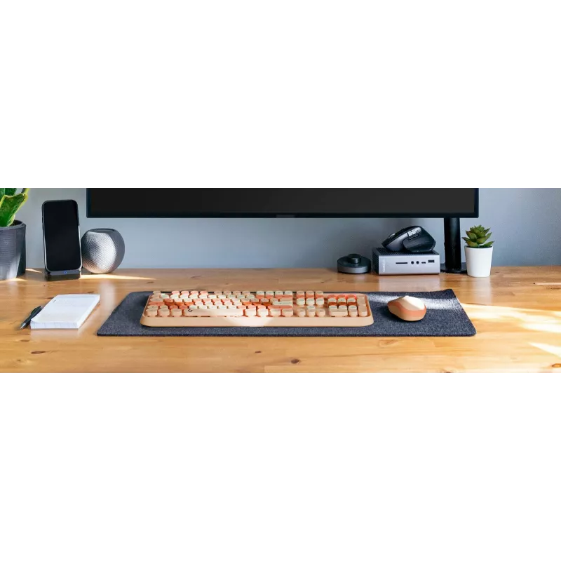 Klawiatura KeySonic KSKM-8200M-RF (DE) z myszą w zestawie Biurowa RF Wireless QWERTZ Niemiecki Beżowy, Brązowy, Różowy