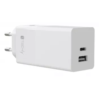 Techly IPW-PD100W-WH ładowarka do urządzeń mobilnych Powerbank, Smartfon, Tablet, Uniwersalna Biały AC Szybkie ładowanie Wewnętrzna