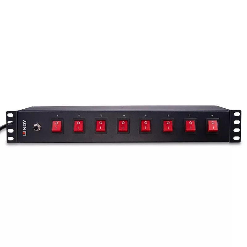 Lindy 73025 jednostka dystrybucji zasilania (PDU) 8 gniazd AC 1,5U Czarny