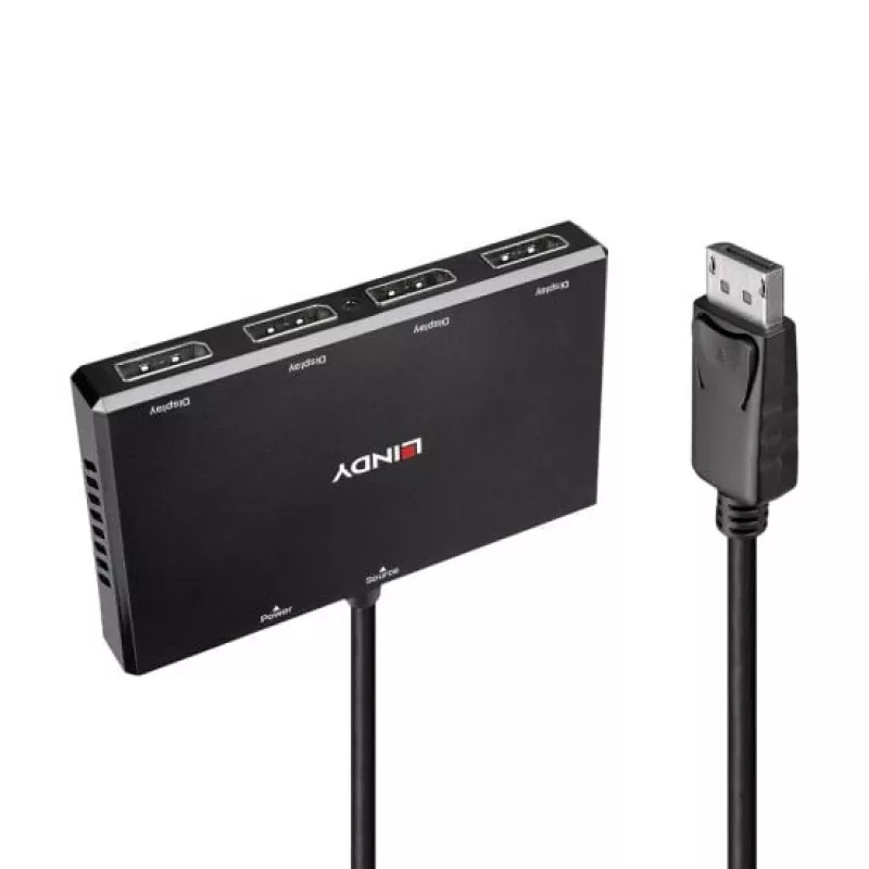 Lindy 4 Port Display Port 1.2 MST Hub, DisplayPort, DisplayPort, 1920 x 1080 (HD 1080), 3840 x 2160, Czarny, Akrylonitryl-butadien-styren (ABS), CE, UKCA, FCC, RoHS i REACH