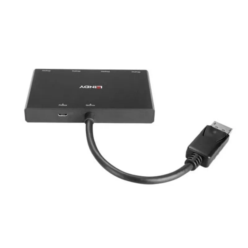 Lindy 4 Port Display Port 1.2 MST Hub, DisplayPort, DisplayPort, 1920 x 1080 (HD 1080), 3840 x 2160, Czarny, Akrylonitryl-butadien-styren (ABS), CE, UKCA, FCC, RoHS i REACH