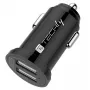 Mini ładowarka samochodowa Techly 2 porty USB-A 12 W / 2,4 A czarna, samochodowa, gniazdo zapalniczki, 2,4 A, czarna
