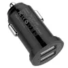 Mini ładowarka samochodowa Techly 2 porty USB-A 12 W / 2,4 A czarna, samochodowa, gniazdo zapalniczki, 2,4 A, czarna