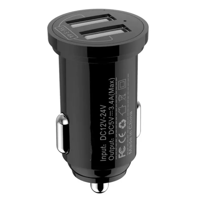 Mini ładowarka samochodowa Techly 2 porty USB-A 12 W / 2,4 A czarna, samochodowa, gniazdo zapalniczki, 2,4 A, czarna