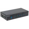 Manhattan USB-A 7-Port Hub Industrial, 7x portów USB-A, 5 Gb/s (USB 3.2 Gen1 aka USB 3.0), ochrona ESD 20 kV, zasilanie A/C, magistralowe i przez listwę zaciskową, szyna DIN, montaż na ścianie, obudowa metalowa, zabezpieczenie śrubowe
