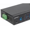 Manhattan USB-A 7-Port Hub Industrial, 7x portów USB-A, 5 Gb/s (USB 3.2 Gen1 aka USB 3.0), ochrona ESD 20 kV, zasilanie A/C, magistralowe i przez listwę zaciskową, szyna DIN, montaż na ścianie, obudowa metalowa, zabezpieczenie śrubowe