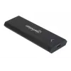 Obudowa Manhattan M.2 NVMe SSD, złącze żeńskie USB-C, 10 Gb/s (USB 3.2 Gen2, znane również jako USB 3.1), zgodność z UASP, SuperSpeed+ USB, aluminium, czarna, trzyletnia gwarancja